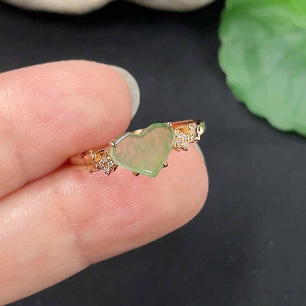 Jadeite Inlaid Ring Size 14 18K Gold Total Weight Approx. 1.6g (Non-Diamond)