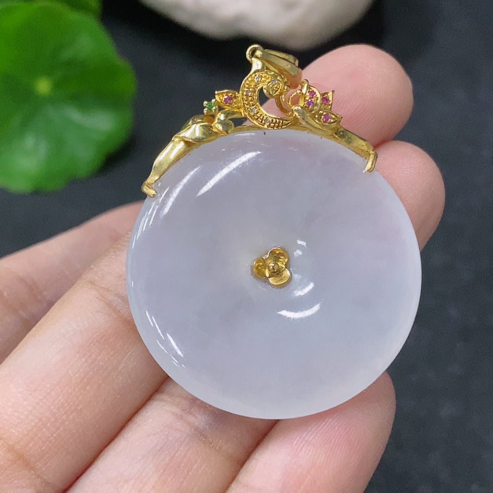 Jadeite Pendant Peace Knot with Diamond Accent, Colorless, . | Huiliu Certified