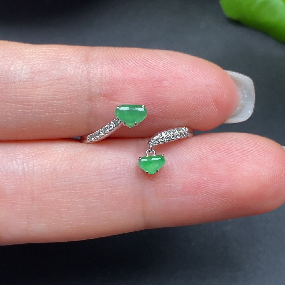 Jadeite Inlaid Ring with Diamond Accents 18k