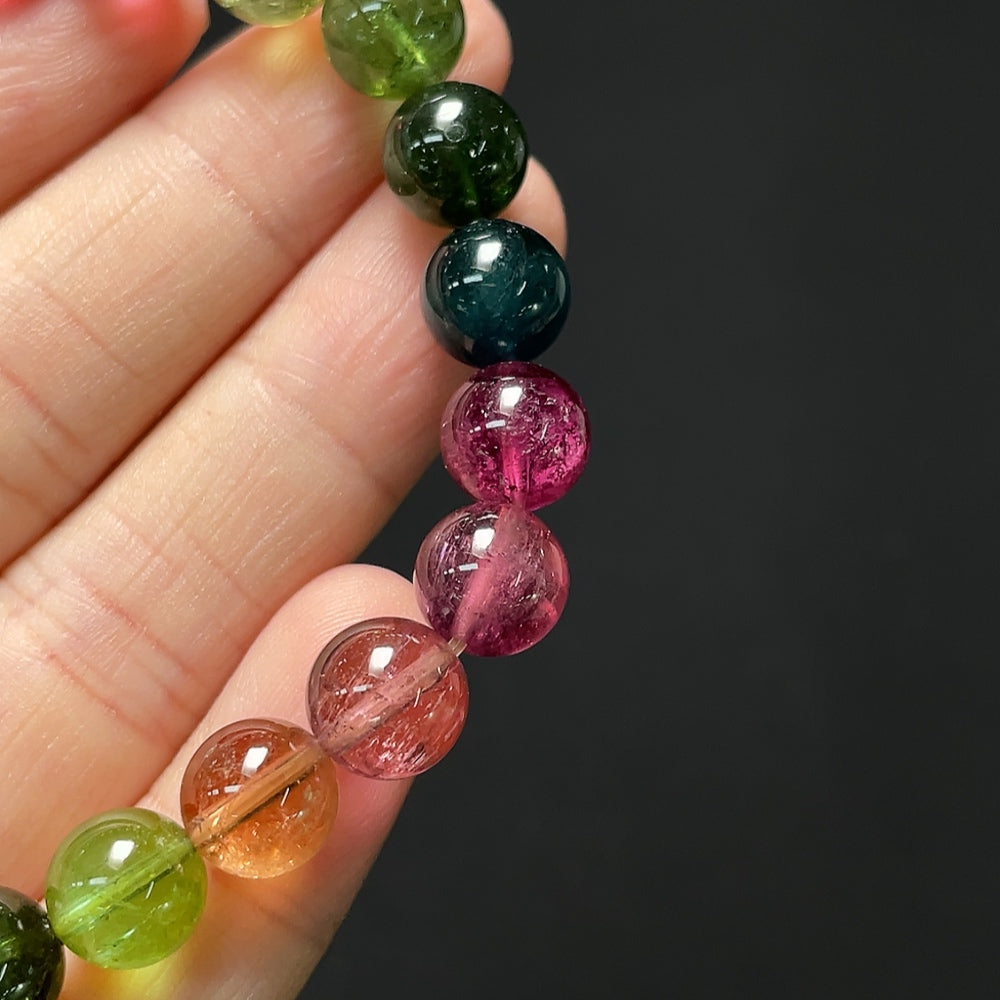 Tourmaline bracelet with visible organic matter