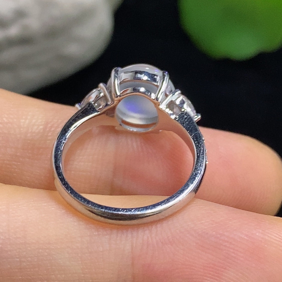 Jadeite Cabochon Ring with 18K Gold and Diamond Accents