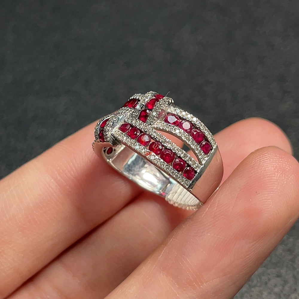 Ruby ring with filling and diamond accents, approximately | Huiliu Certified