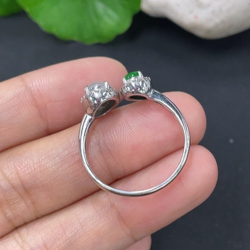 Jadeite Ring 18k with Diamond Size 18 Total Weight Approx. 2.55g