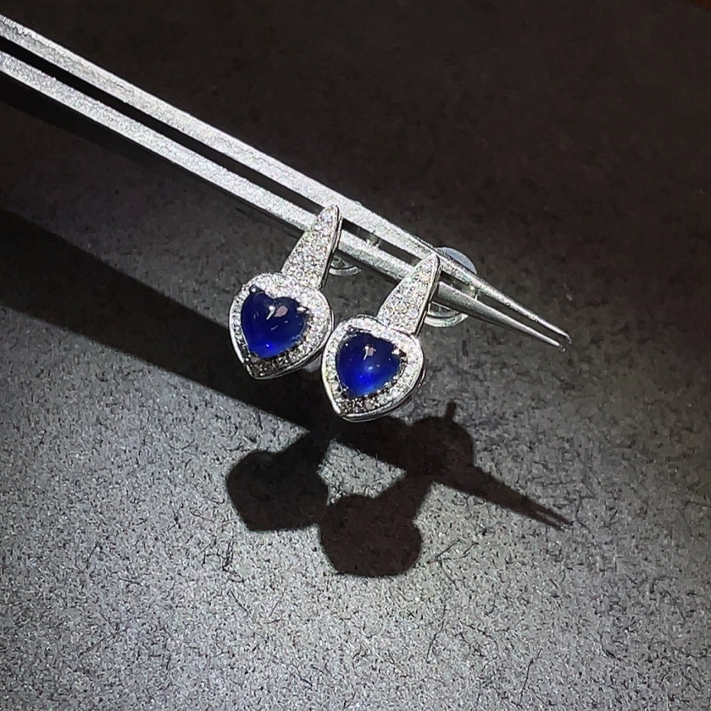 Sapphire earrings with diamond accents, total product weight approximately | Huiliu Certified