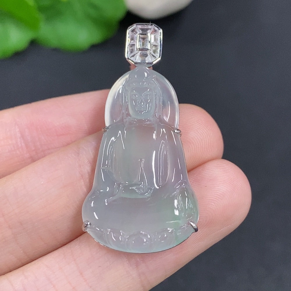 Jadeite Guanyin Pendant . | Huiliu Certified