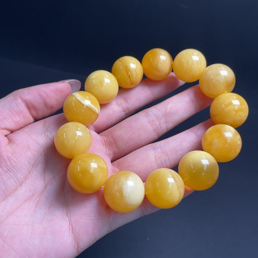 Amber Beeswax Bracelet, . 18.5mm, . | Huiliu Certified