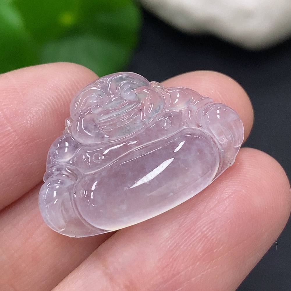 Huiliu certified jadeite Buddha inlaid piece showcasing intricate craftsmanship and smooth jade surface.