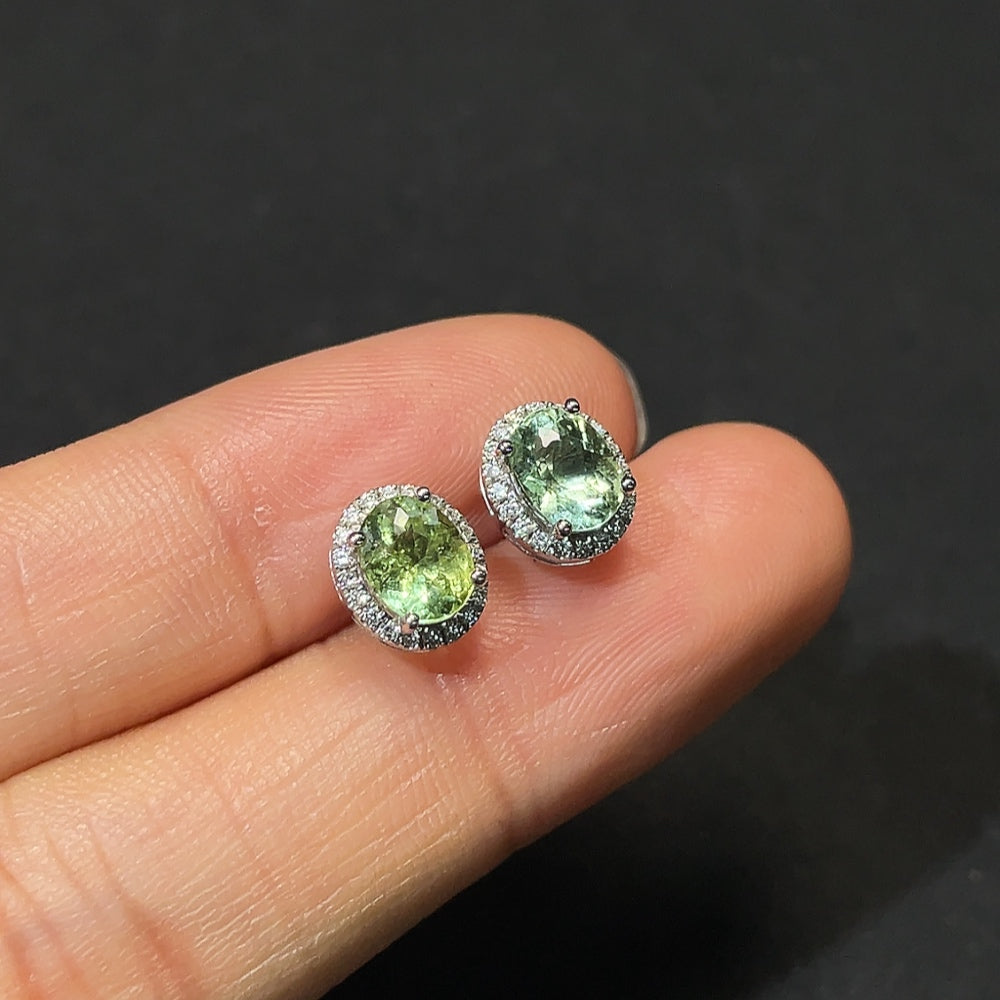 Tourmaline Earrings with Diamond Accents, 18K Gold