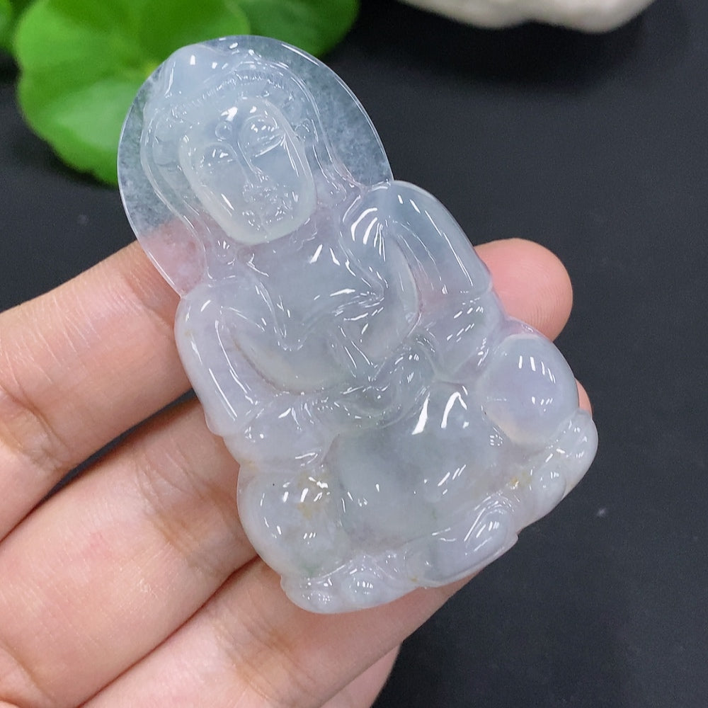 Jadeite Guanyin Pendant, Total Weight Approx. 22.3g
