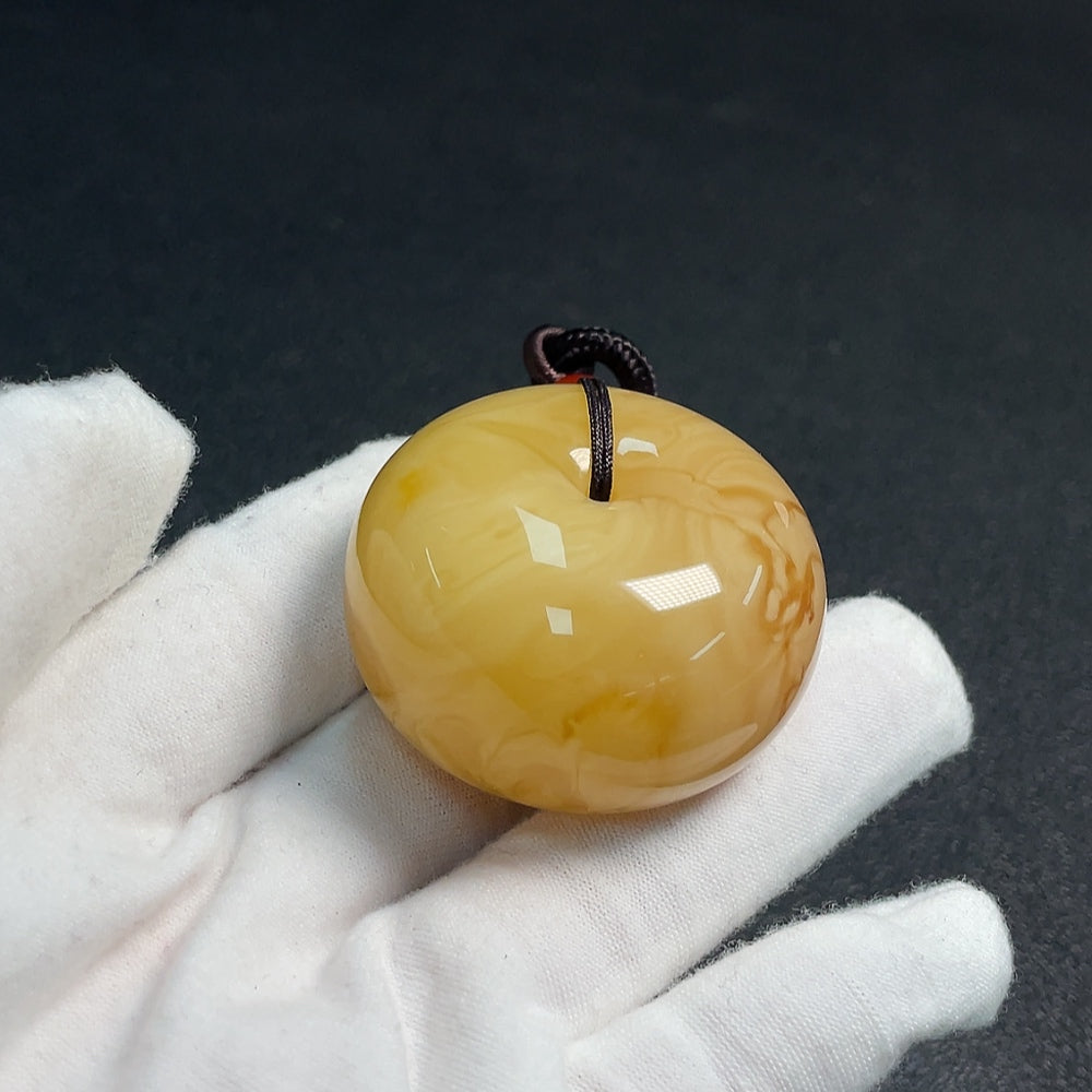 Amber Beeswax Pendant with Non-Natural Accent Stones, Total Weight Approx. 38.59g, Including Cord, Non-Gold