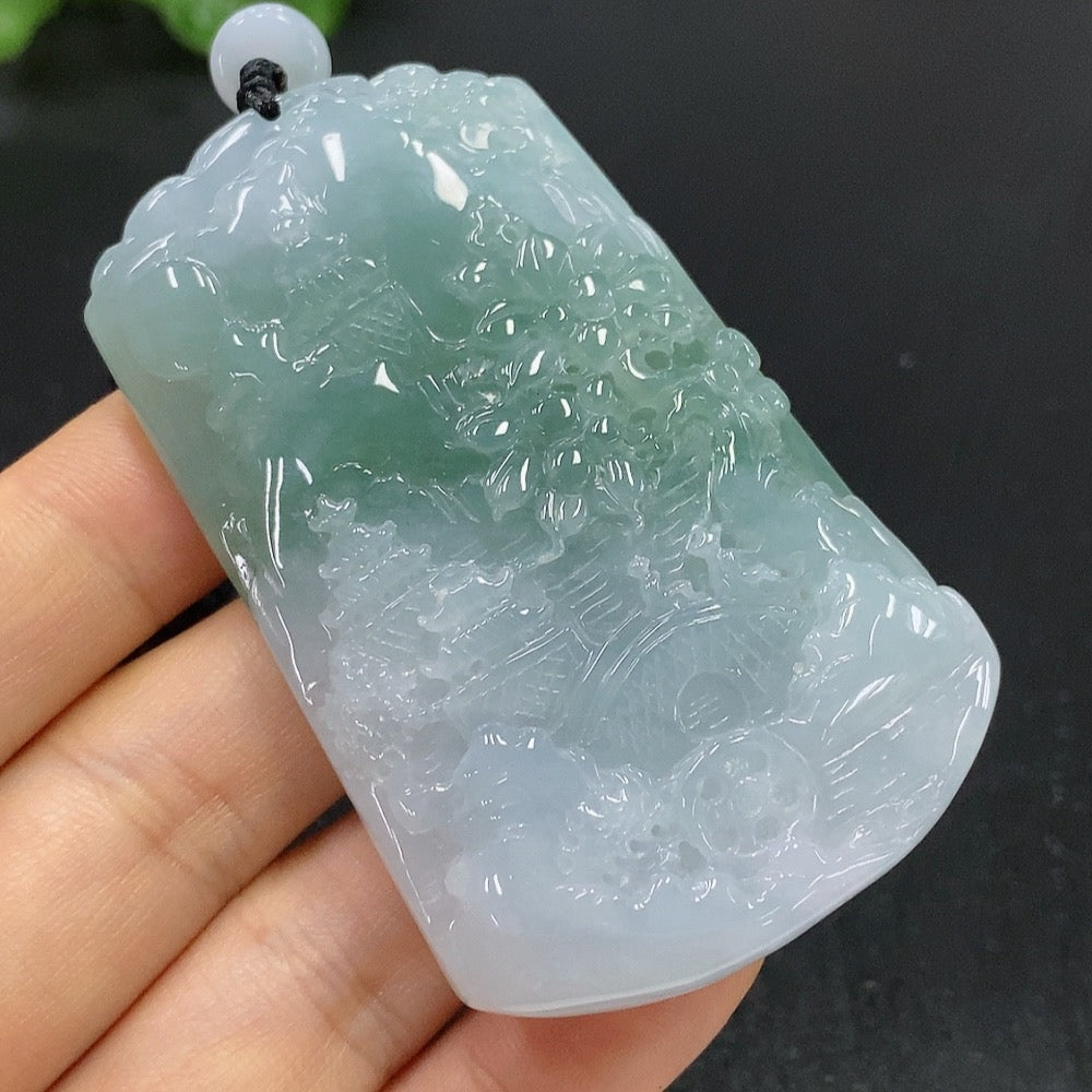 Jadeite landscape pendant | Huiliu Certified