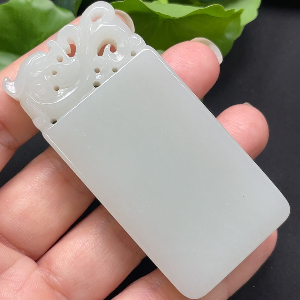 HKHQ Hetian Jade plain pendant necklace, approximately 62.56g, featuring a smooth jade pendant on a delicate chain.