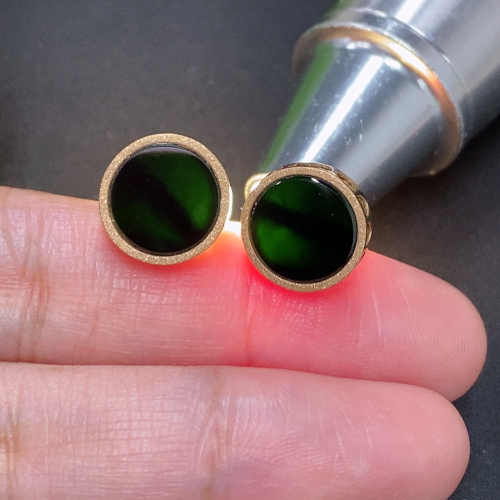 Jadeite Ear Studs 18K Gold Without Ear Backs