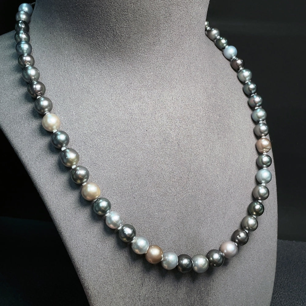 Seawater Pearl Strand, Color Origin Undetermined, Non-Gold, Total Weight Approximately 49.68g, Size Approximately 8.2-10.1mm