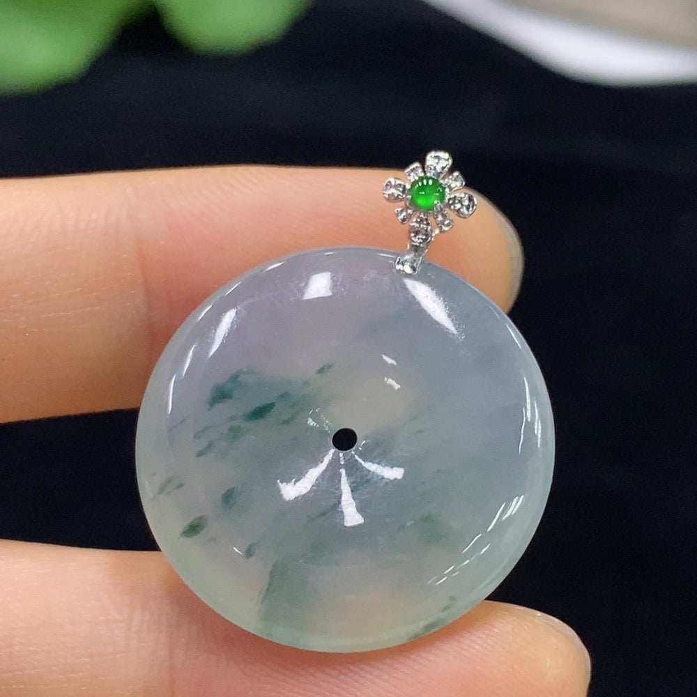 Jadeite Safety Pendant with 18K Gold, Total Weight Approx. 6.6g