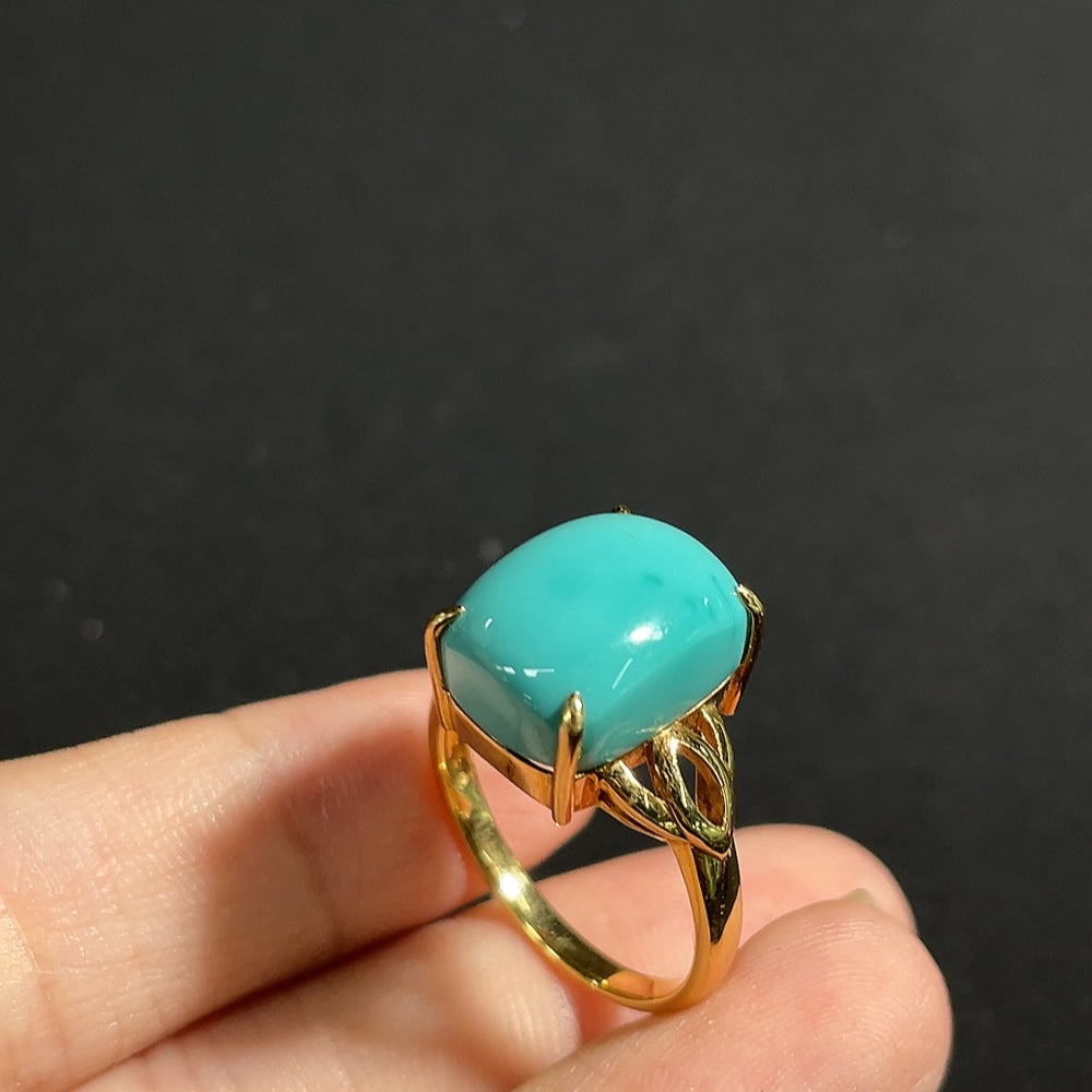 Turquoise Ring 18k Gold Total Weight Approx. 5.17g Size 16