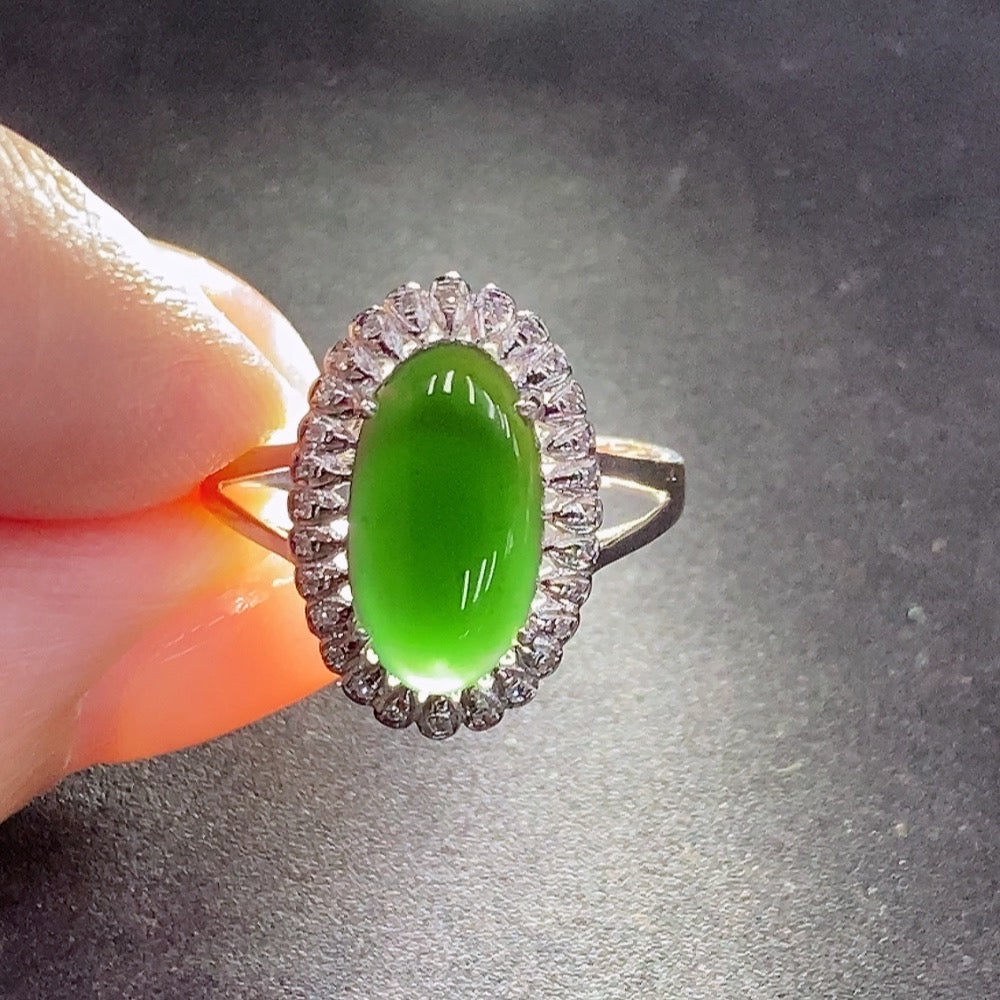 Jadeite Inlaid Ring No Mark Surface Non-Diamond . | Huiliu Certified