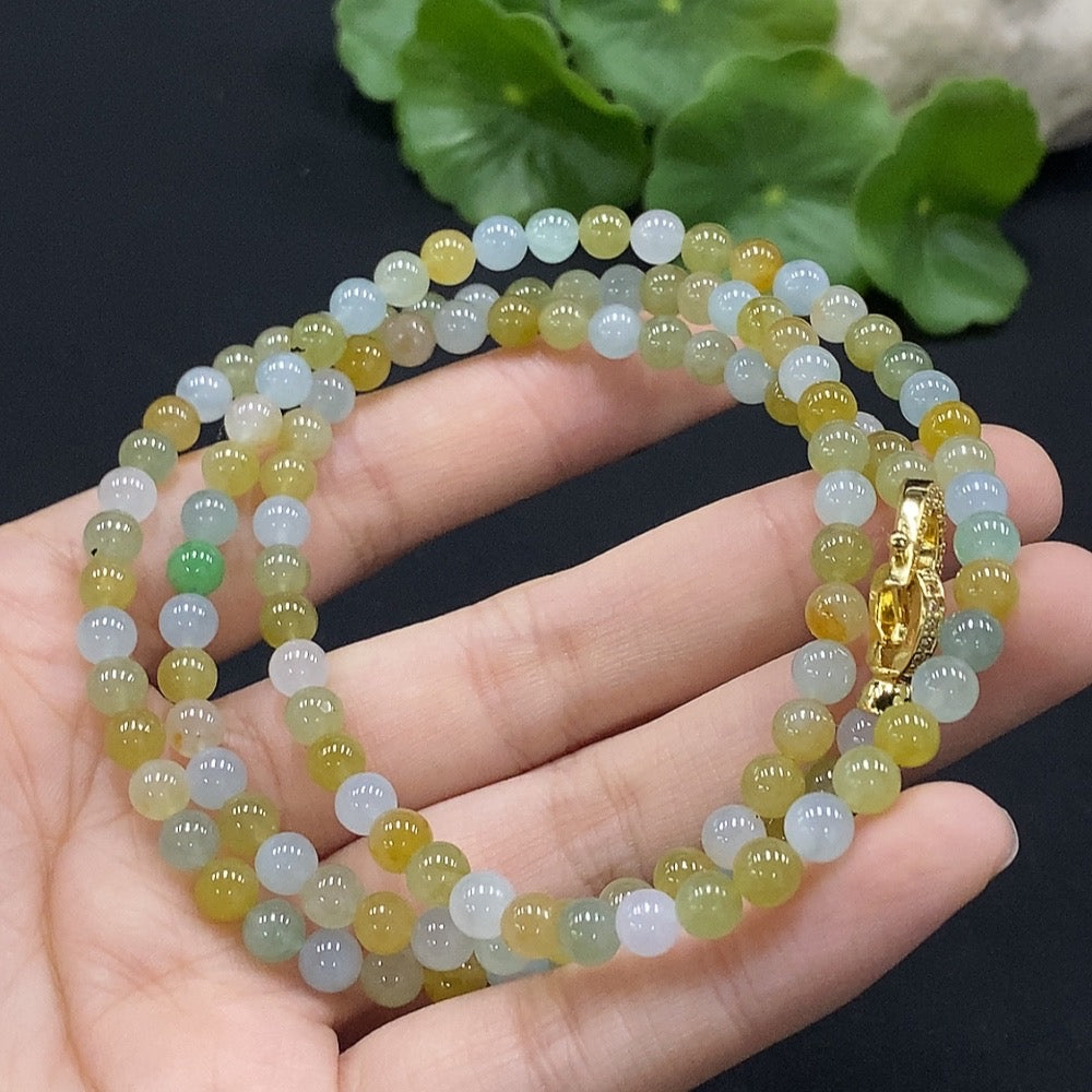 Jadeite Bead Necklace Non-Gold Total Weight Approx. 30.18g Size About 5.1mm