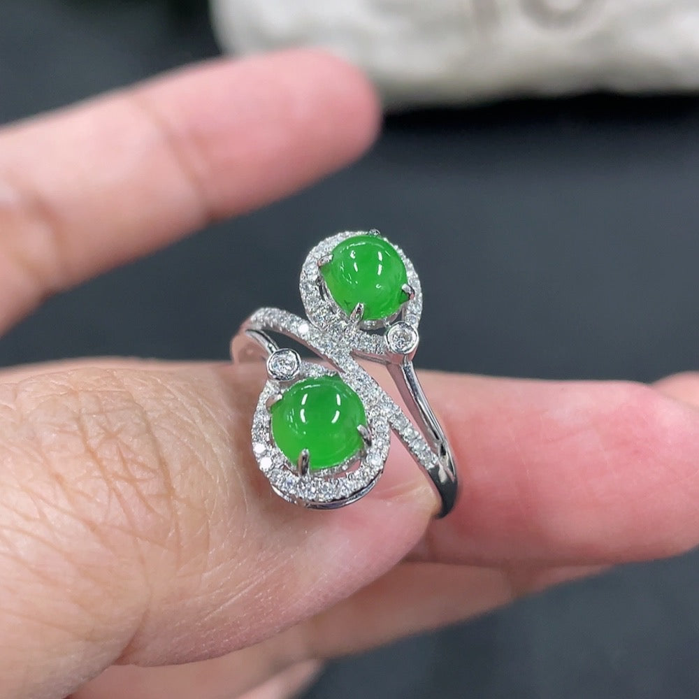 Jadeite Inlaid Ring with Diamond . | Huiliu Certified