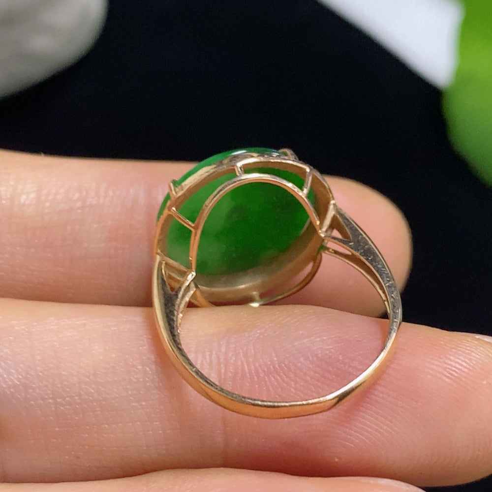 Jadeite Ring 18k with Diamond Accent Colorless