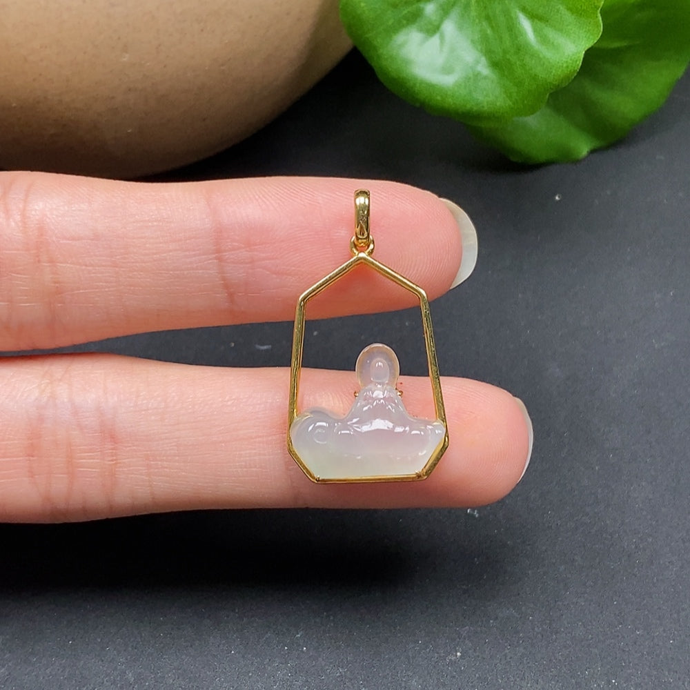 Jadeite Inlaid Pendant Formless Buddha 18k