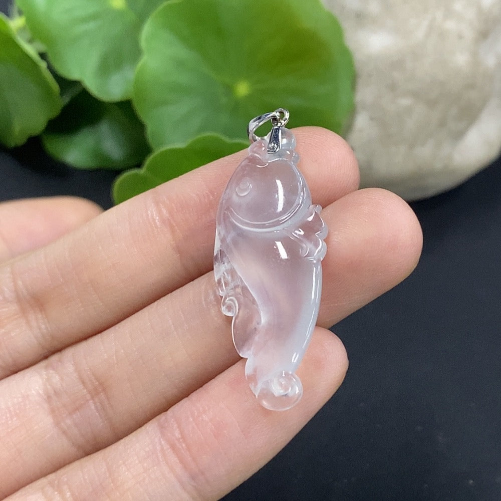 Jadeite Fish Pendant Without Stamp, Content 69%, . | Huiliu Certified