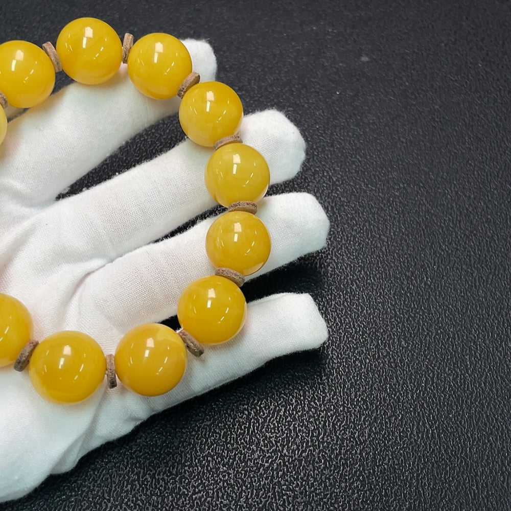 Amber Beeswax Bracelet, ., Size About 16.1mm | Huiliu Certified