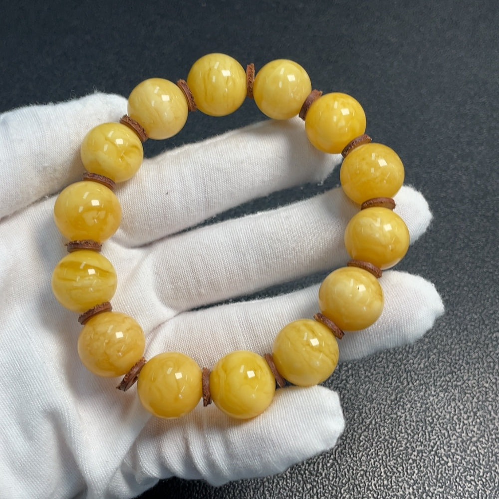 Amber Beeswax Bracelet, ., Size About 15.6mm | Huiliu Certified