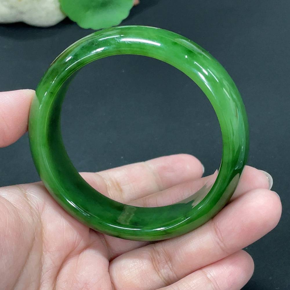 HUILIU HQ Hetian Jade Jasper round bracelet with 58.7mm diameter, weighing approximately 78g, showcasing smooth, polished jade beads.