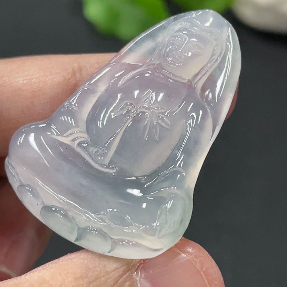 Jadeite Guanyin Pendant . | Huiliu Certified