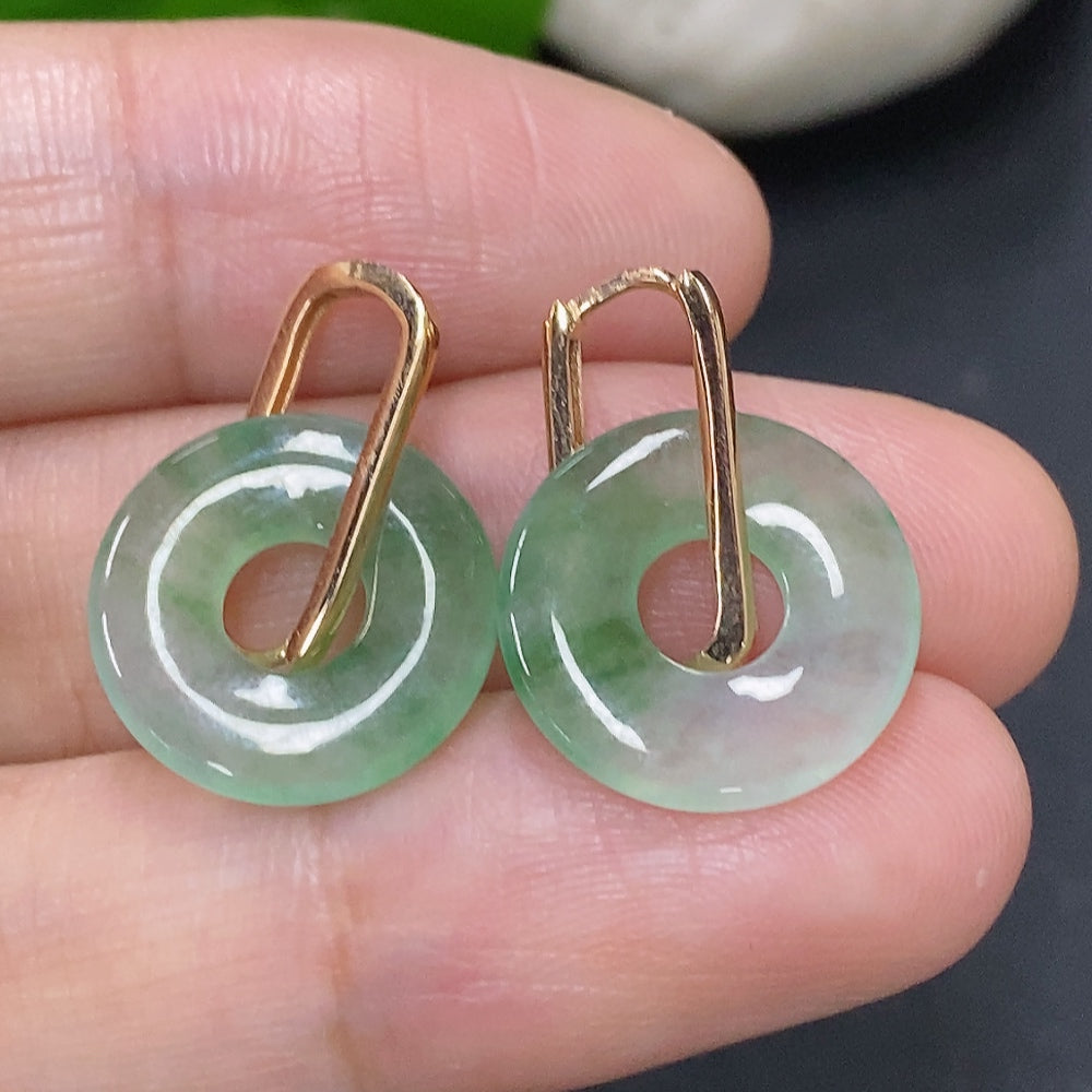 Jadeite Inlaid Earrings 18K Gold