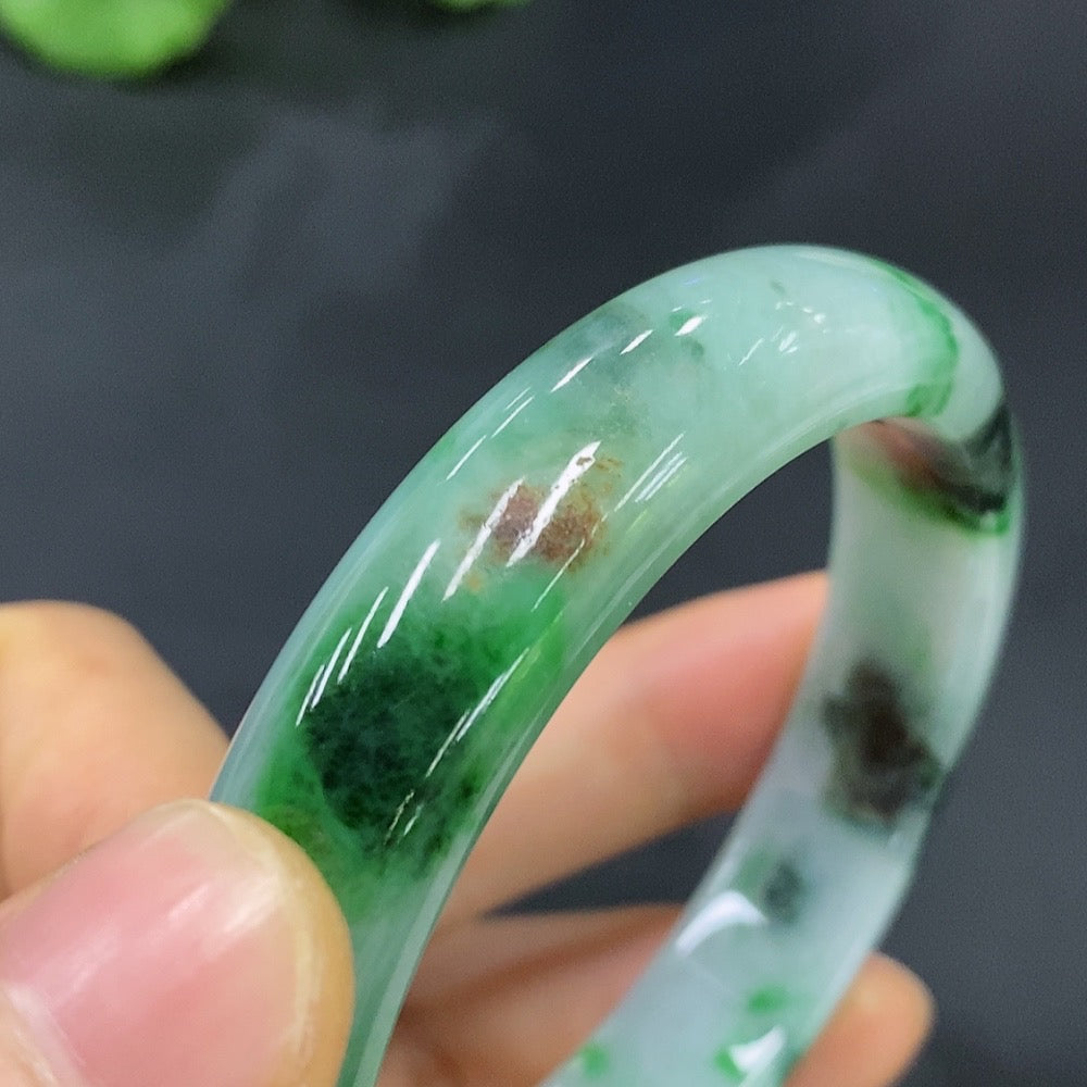 Jadeite Round Bracelet Size 55.3 with Other Mineral Components Total Weight 47.221g