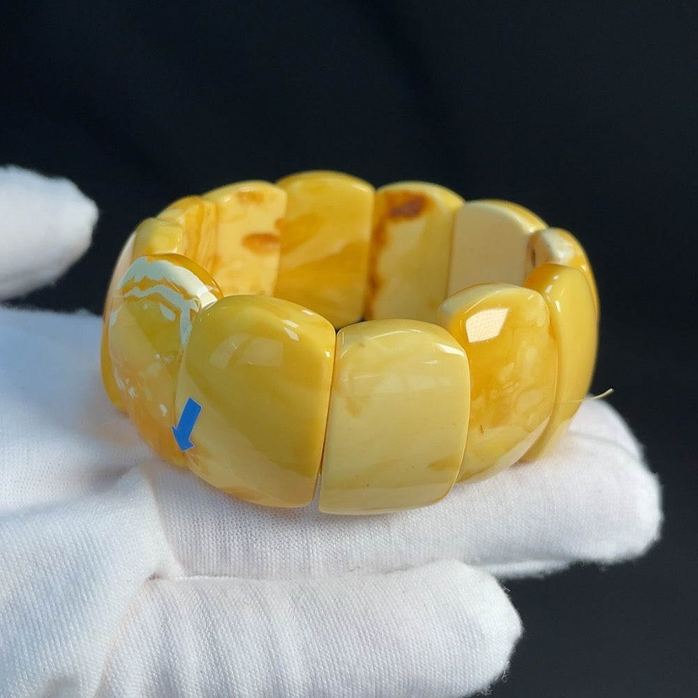 Amber Beeswax Bracelet, Approx. 26.1mm, Total Weight Approx. 32.46g, Partial Repair Visible