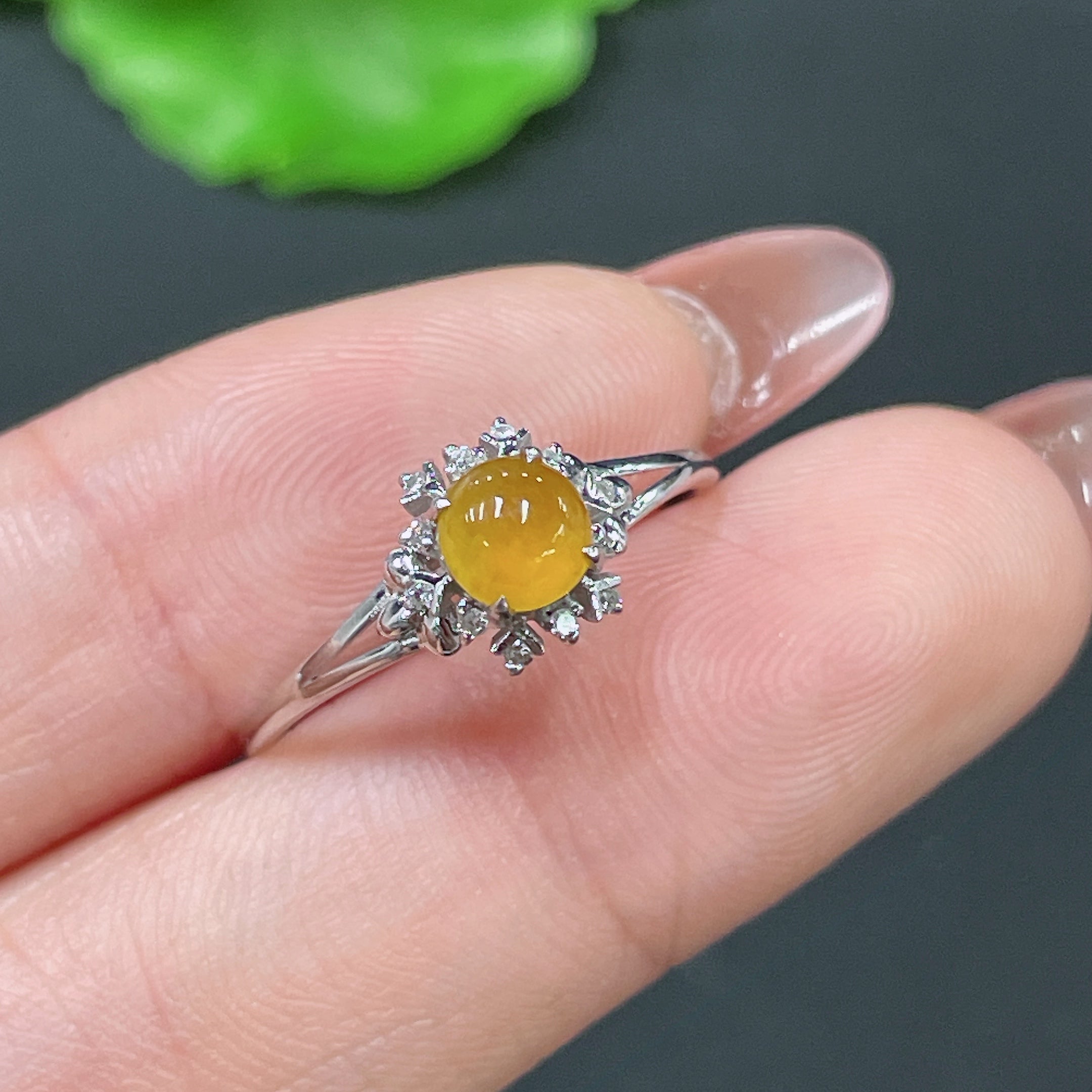 Jadeite Ring Set with Diamonds . | Huiliu Certified