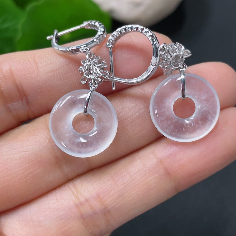 HUILIU HQ jadeite earrings set in 18k gold with diamond accents, featuring green jade stones and elegant gold detailing.