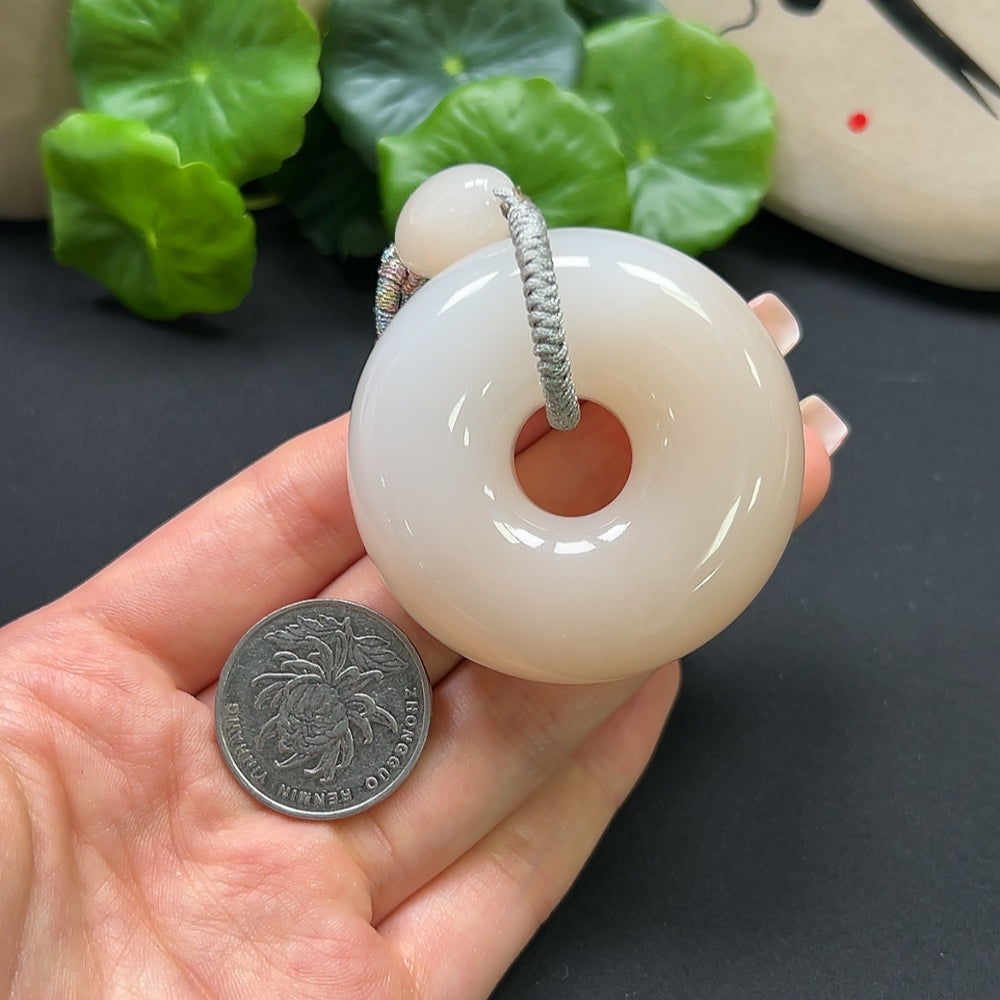Hetian Jade Peace Knot Pendant Including Rope