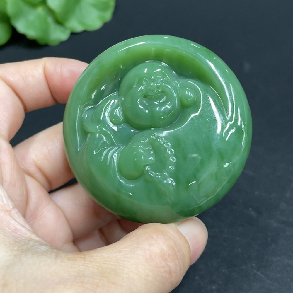 Huiliu HQ Hetian Jade Jasper pendant featuring a Buddha design, crafted from high-quality jade with a polished finish.