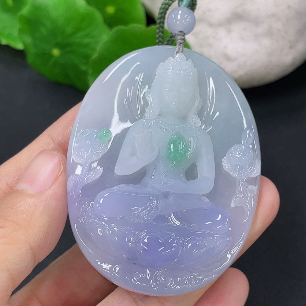 Jadeite Tara Pendant Total Weight Approx. 50.52g (Including Rope Weight)