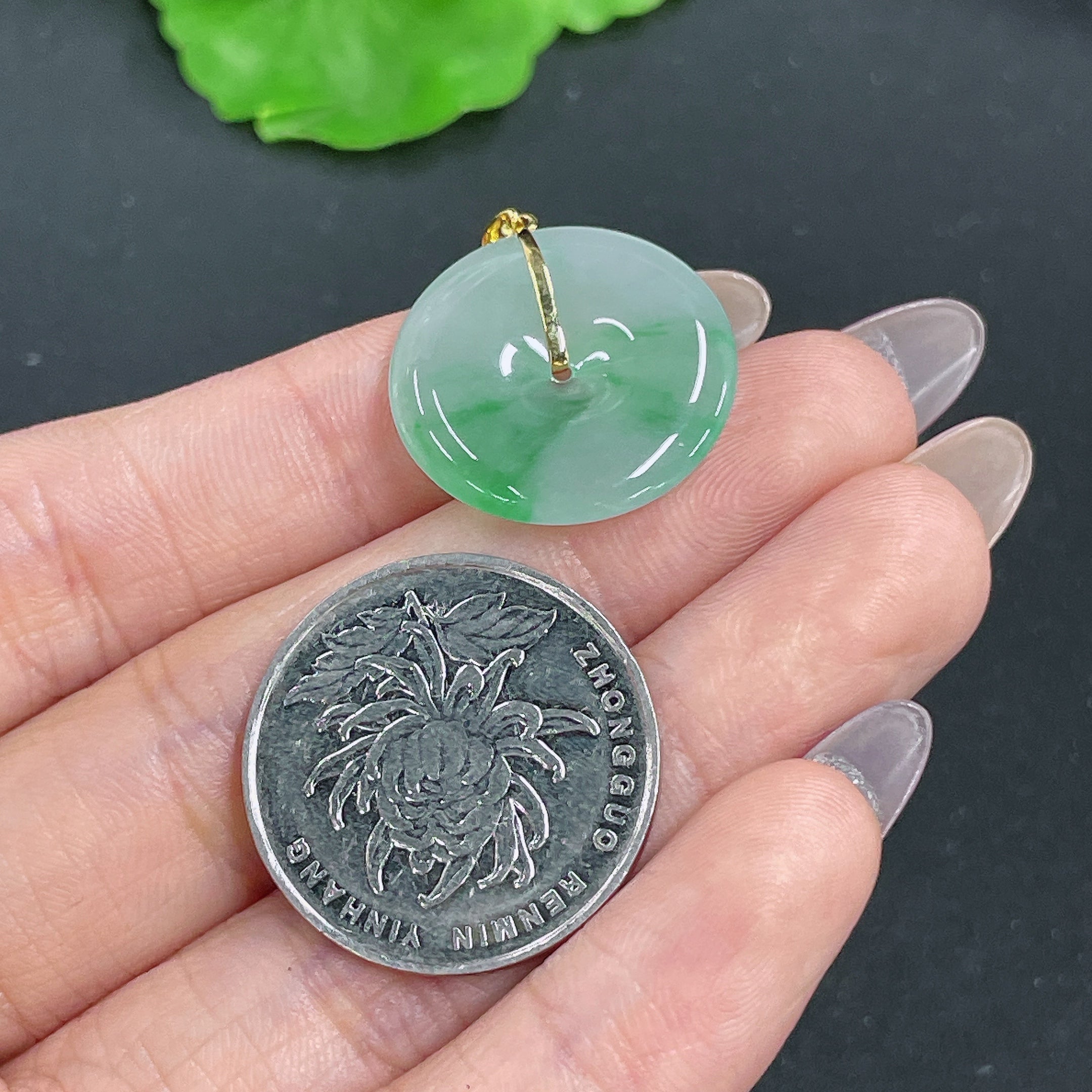 Jadeite Pendant Peace Buckle 18k Buckle Head Total Weight Approx. 3.86g
