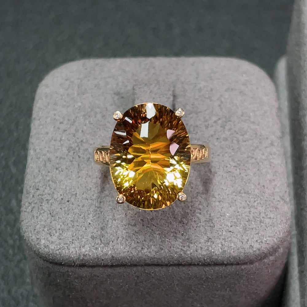 18K Crystal Ring + Chain (Pt950) Total Weight Approx. 10.95g Size 15 Sell as a Lot