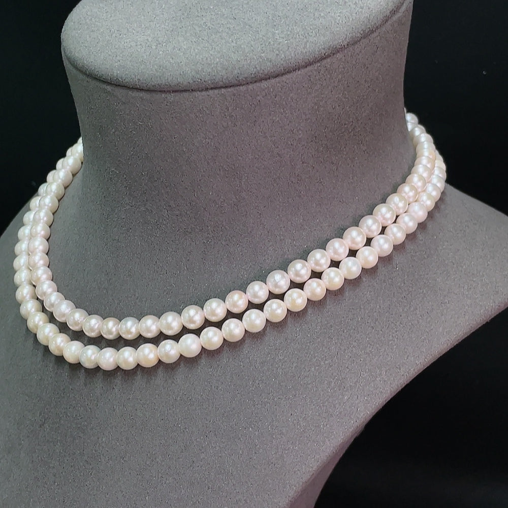 18K gold saltwater pearl necklace, total weight approximately 44.69g, pearl size about 6.3mm