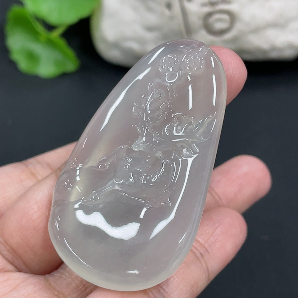 Jadeite Deer Pendant, . | Huiliu Certified