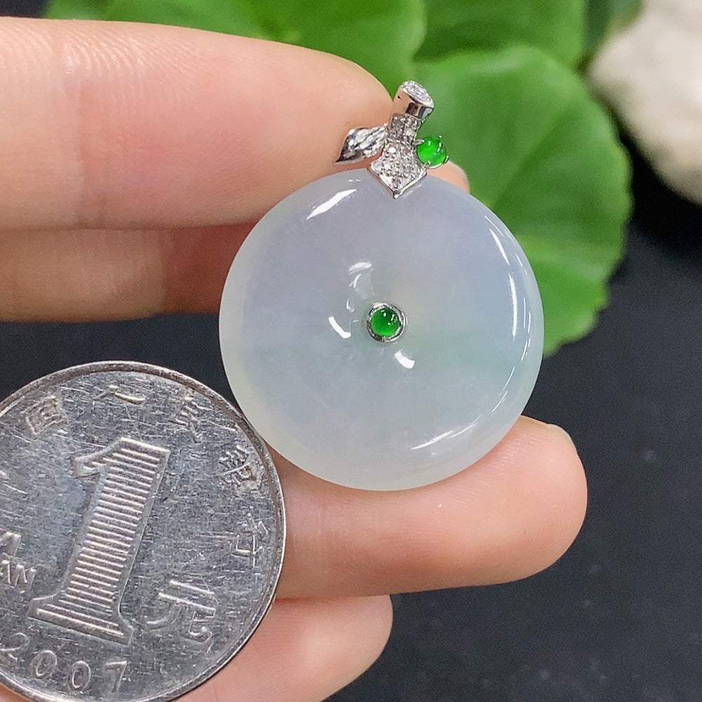 Jadeite Safety Buckle Pendant 18K Gold (with Diamond Accents)