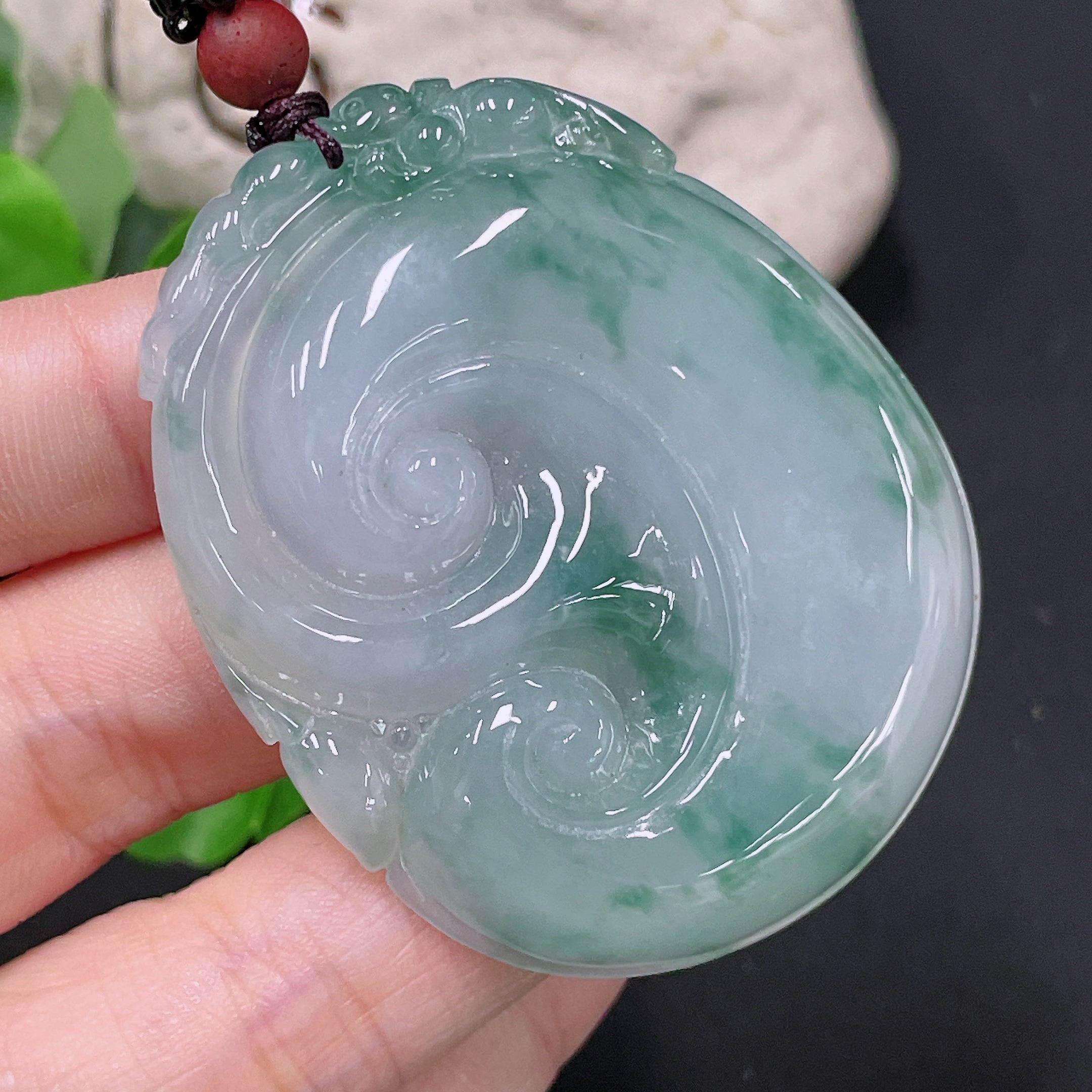 Jadeite Ruyi Pendant with total weight approx. 33.5g including rope