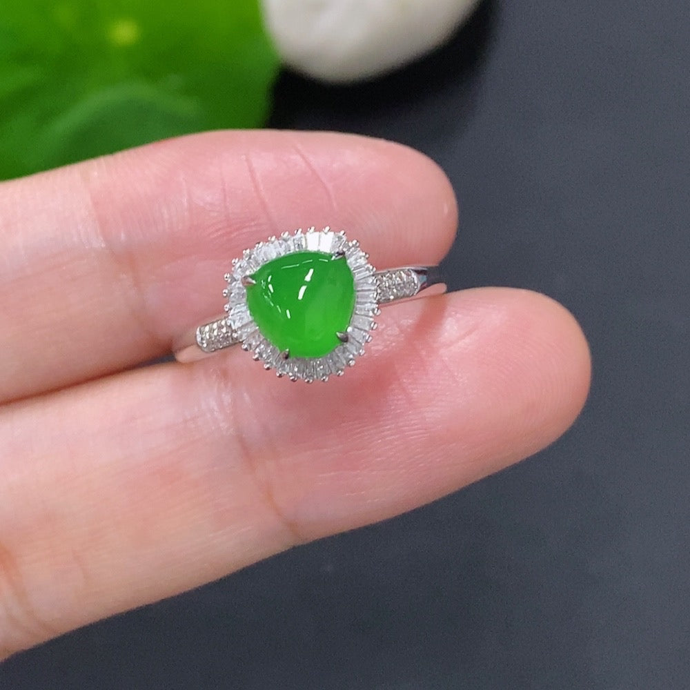 Jadeite Ring in 18K Gold (With Diamond Accents)