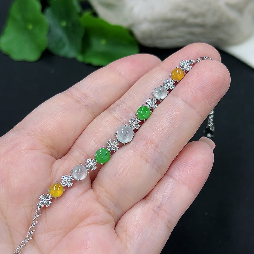 Jadeite inlaid bracelet 18K gold (yellow color origin undetermined) (non-diamond)