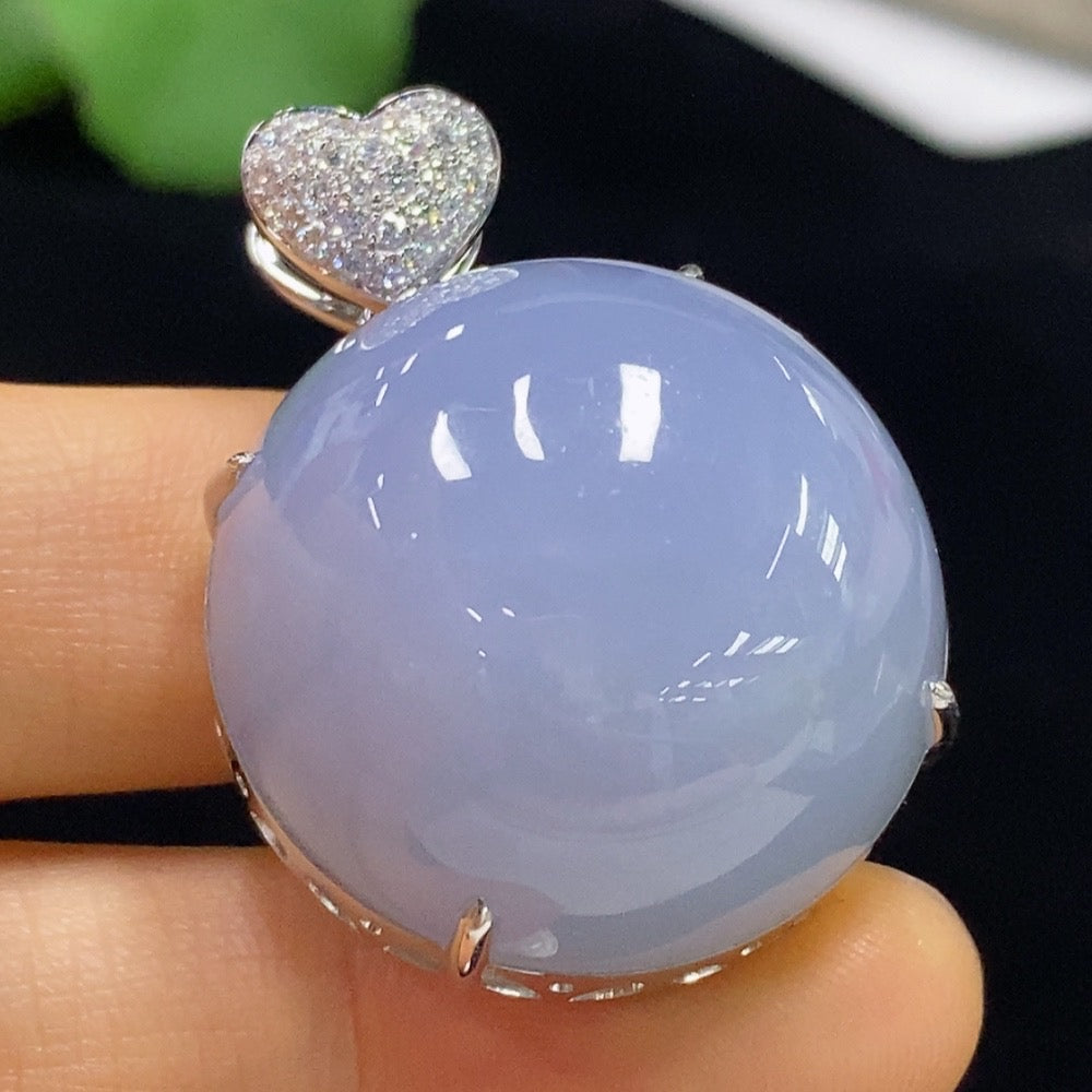 Jadeite Cabochon Pendant with 37% and Non-Diamond, . | Huiliu Certified