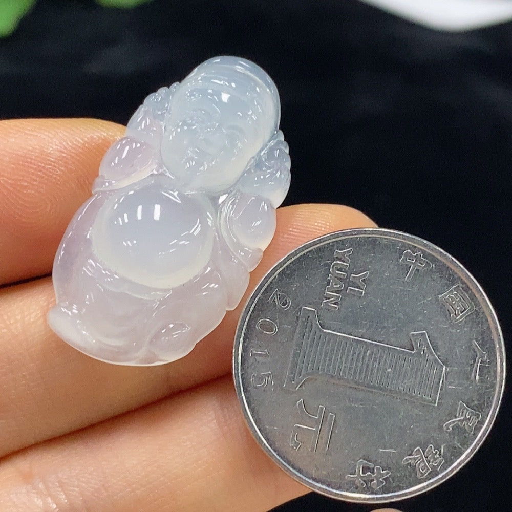 Jadeite God of Wealth pendant from HUILIU HQ, intricately carved jade jewelry weighing approximately 5.07g.