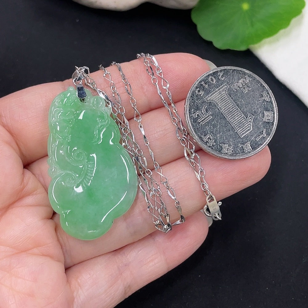 Jadeite Ruyi Pendant 18K Gold Total Weight Approx. 11.4g (Including Chain)