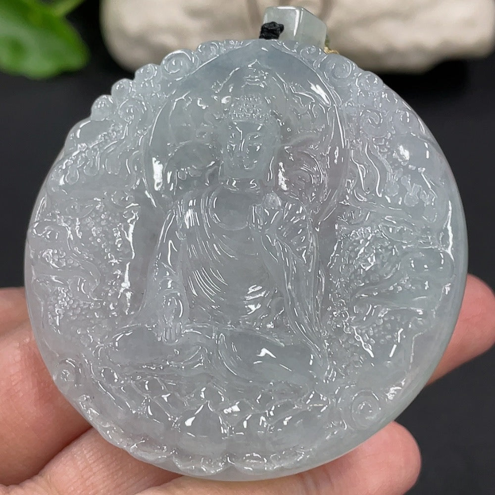Jadeite Pendant Buddha Amulet Total Weight Approx. 50.83g with Rope